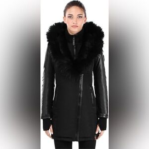 RUDSAK Grace Black Leather Jacket with fur RUDSAK small